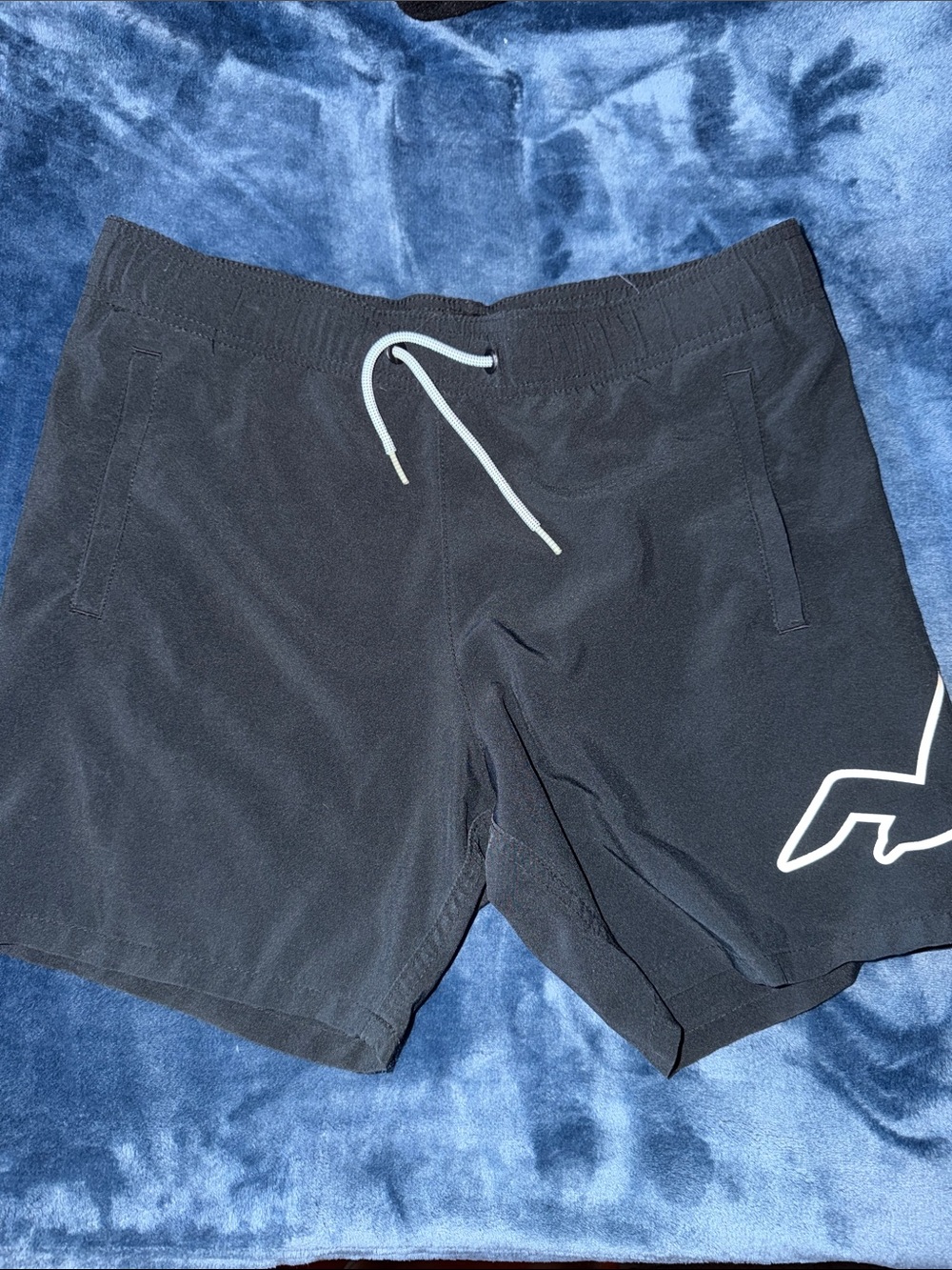 Hollister Black Athletic Shorts with White Drawstring and Logo